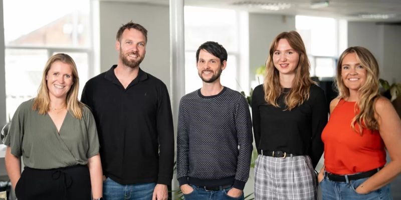 Five employees at npd Studio, a business that has benefitted from Innovate UK Business Growth support