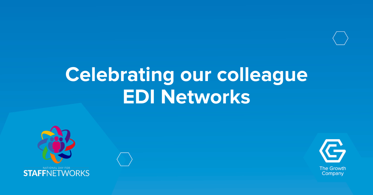 graphic with the Growth Company logo and National Day for Staff Networks logo, text reads: celebrating our colleague EDI Networks
