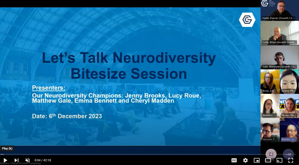 Picture of colleagues on Teams call for the Let's Talk Neurodiversity and How to Support Others in the Workplace virtual session